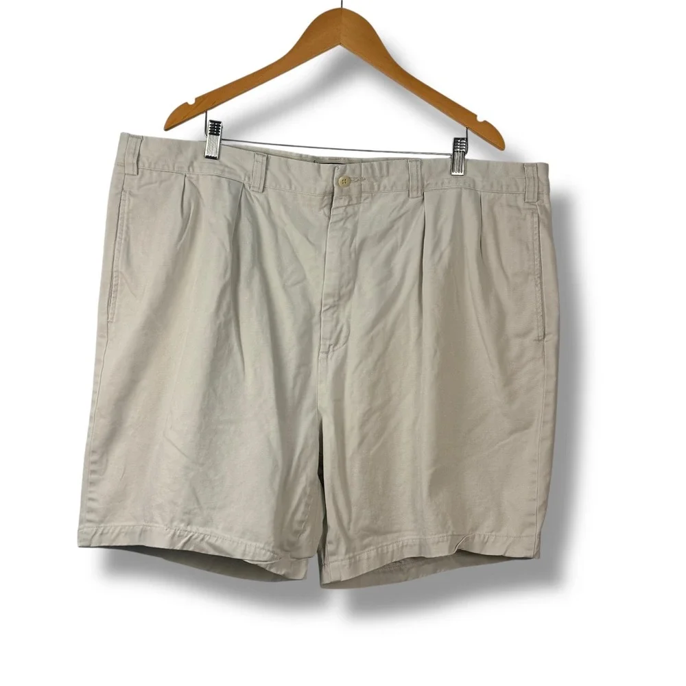 Vintage Polo Ralph Lauren Shorts Men 44 Khaki Pleated Front Cotton Chino Preppy‎